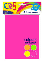 24PK ASSORTED CRE8 A5 NEON CARDS/SHEETS